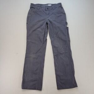 Carhartt Canvas Work Pants Womens 2 Short Gray Rugged Flex Loose Fit BN2080